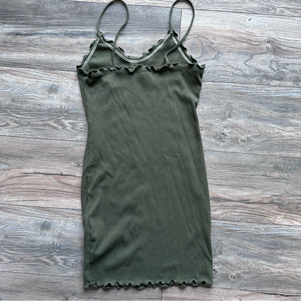 Mini Dress Olive Green Size Small Tight & Form Fitting - Picture 3 of 10